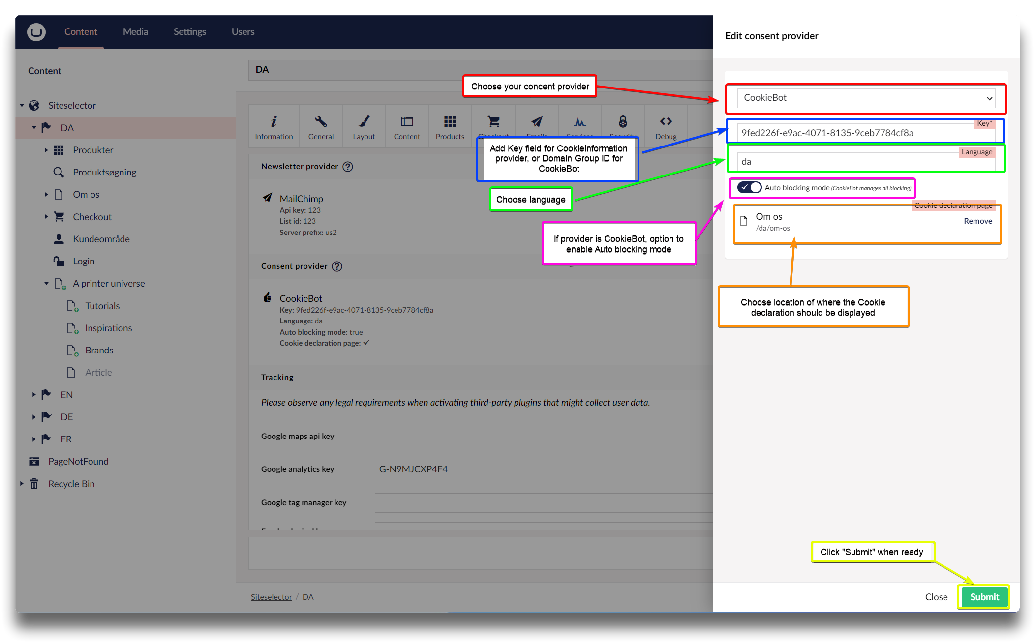 Consent Management Platform setup - Chainbox Webshop documentation